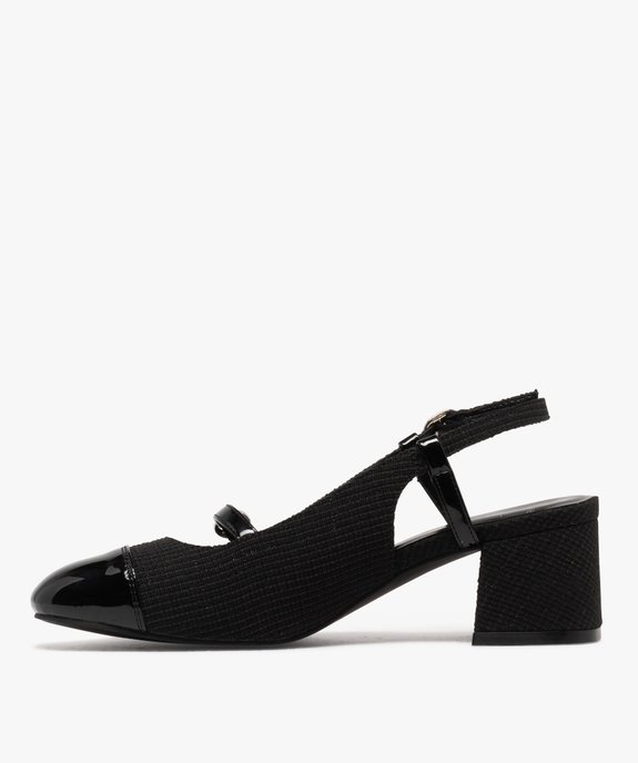 Escarpins sling-back en textile pailleté et vernis femme vue4 - FOLLOW ME - GEMO