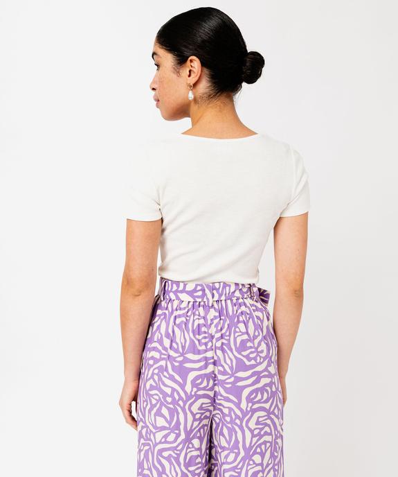 Tee-shirt manches courtes en maille côtelée femme vue3 - GEMO 4G FEMME - GEMO