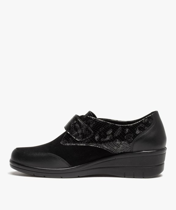 Derbies femme confort dessus cuir suédé et verni vue3 - GEMO (CONFORT) - GEMO