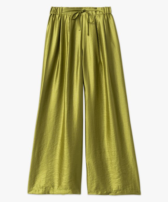 Pantalon large et fluide en viscose gaufrée et satinée femme vue4 - GEMO(FEMME PAP) - GEMO