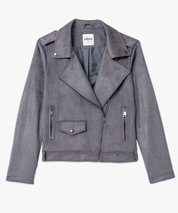 Blouson esprit motard en suédine femme vue4 - GEMO(FEMME PAP) - GEMO