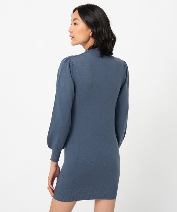 Robe pull femme en maille à manches longues et col montant vue3 - GEMO(FEMME PAP) - GEMO