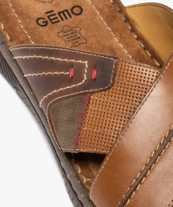 Sandales homme mules confort à larges brides en cuir vue6 - GEMO (CASUAL) - GEMO