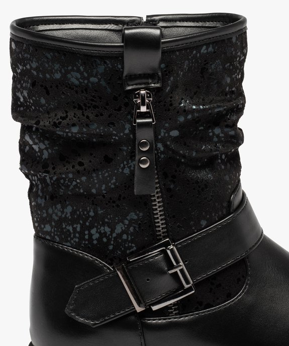 Bottines femme à talon plat style motard détails brillants vue6 - GEMO (CASUAL) - GEMO