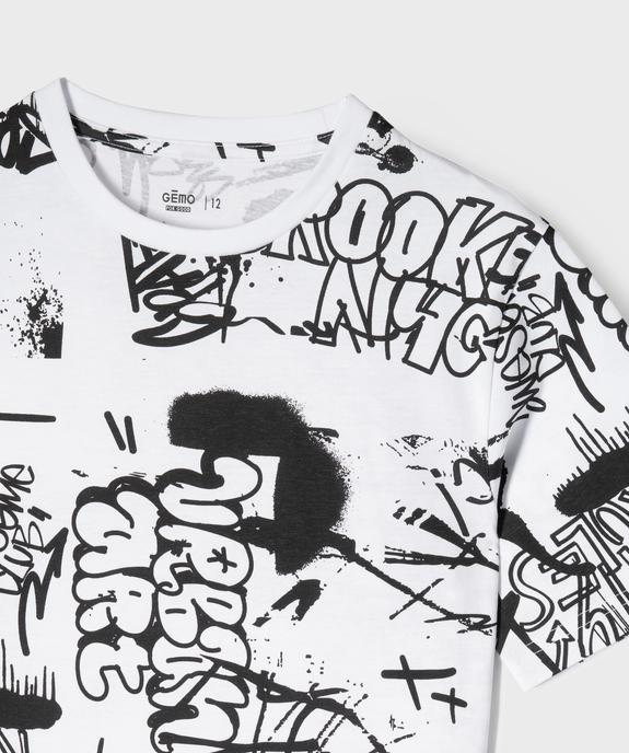 Tee-shirt manches courtes avec motif streetwear garçon vue2 - GEMO 4G GARCON - GEMO