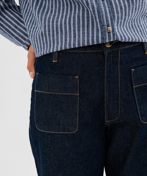 Jean wide leg en denim de coton avec poches plaquées femme vue3 - GEMO 4G FEMME - GEMO