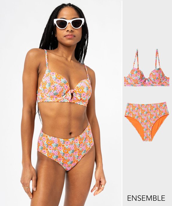 Ensemble de maillot de bain deux pièces imprimé fleuri pour femme - GEMO