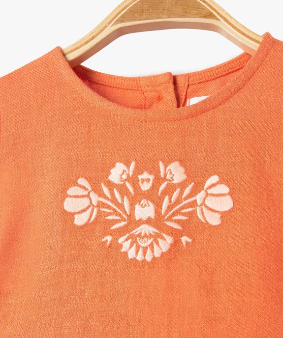 Robe bébé fille en lin à manches courtes volantées vue2 - GEMO 4G BEBE - GEMO