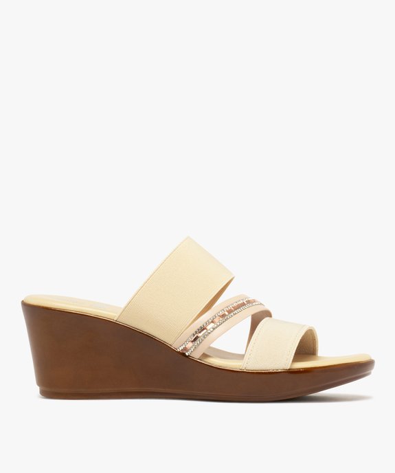Mules femme à talon compensé avec brides élastiques et strass vue1 - GEMO(URBAIN) - GEMO