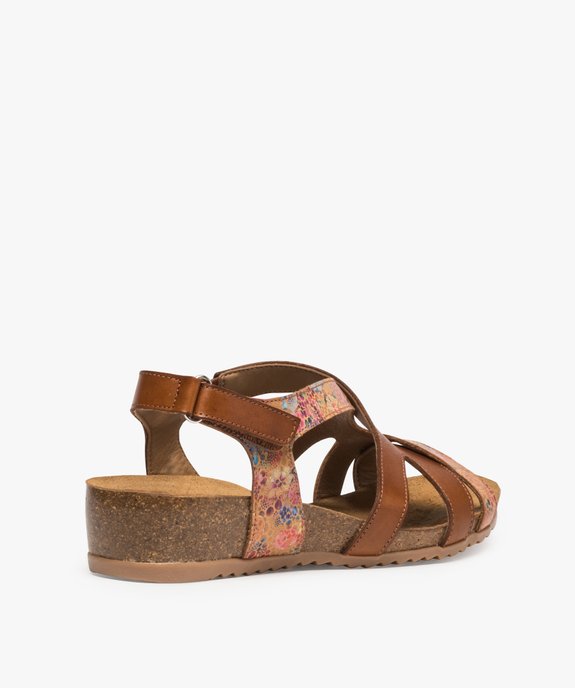 Sandales femme confort à scratch et talon compensé vue4 - GEMO (CONFORT) - GEMO
