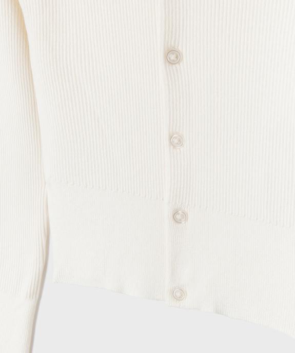 Gilet col rond en maille côtelée fille vue3 - GEMO (JUNIOR) - GEMO