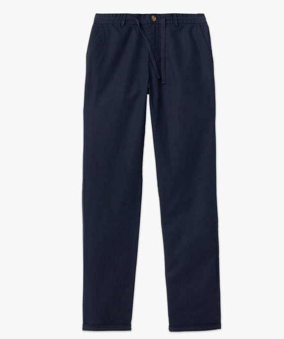 Pantalon homme coupe chino en lin mélangé vue4 - GEMO 4G HOMME - GEMO