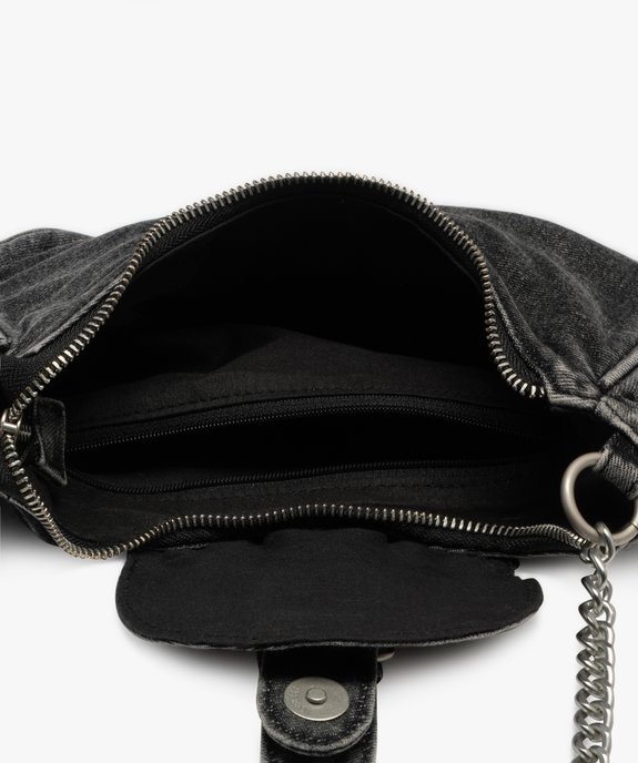 Sac besace en jean à bandoulière chaîne femme vue3 - GEMO (ACCESS) - GEMO