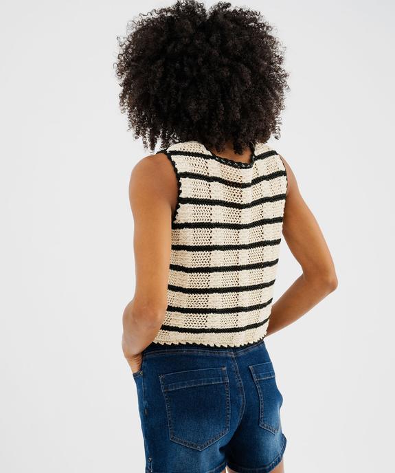 Gilet sans manches en maille ajourée à rayures femme vue3 - GEMO(FEMME PAP) - GEMO