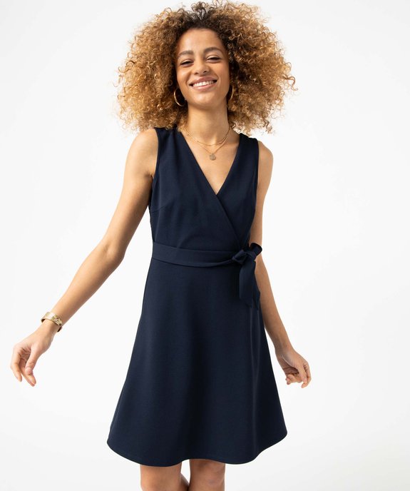 Robe femme avec décolleté cache-coeur et dos dentelle vue2 - GEMO(FEMME PAP) - GEMO