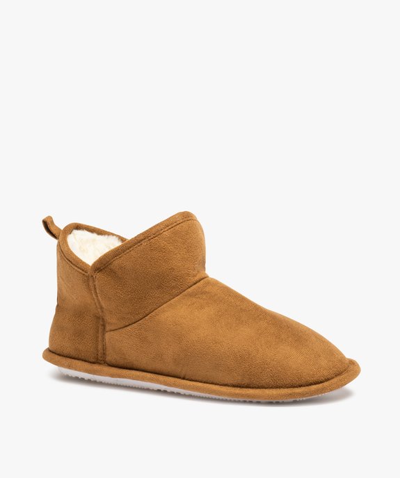 Chaussons femme boots en suédine unie et doublure douce vue2 - GEMO(HOMWR FEM) - GEMO