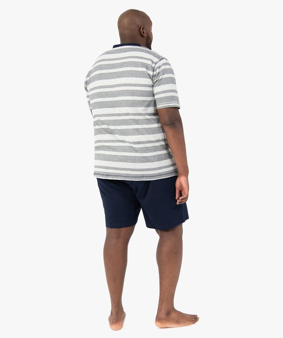 Pyjashort homme grande taille  avec haut rayé vue3 - GEMO(HOMWR HOM) - GEMO