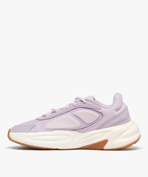 Baskets femme unies running avec dessus en cuir suédé et en mesh à semelle épaisse - Adidas vue3 - ADIDAS - GEMO