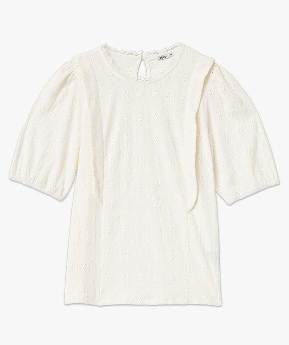 Tee-shirt à manches courtes avec broderies anglaise femme vue4 - GEMO(FEMME PAP) - GEMO
