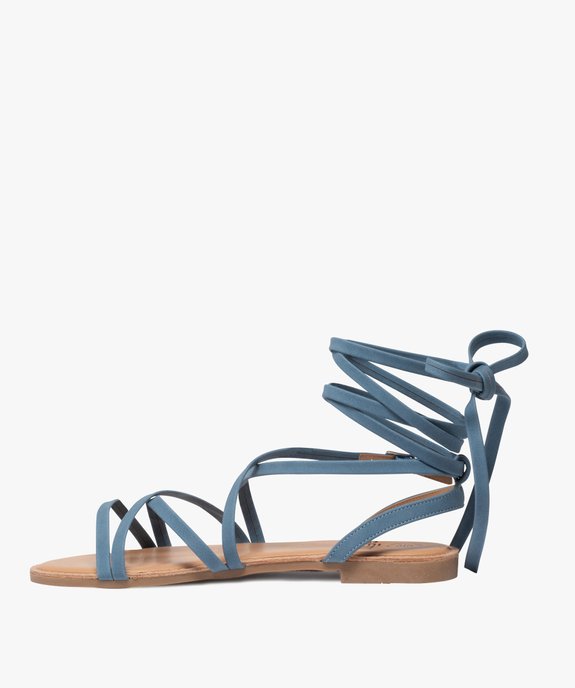 Sandales femme à fines brides lacées cheville vue2 - GEMO (CASUAL) - GEMO