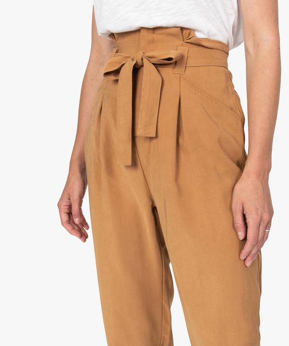 Pantalon femme coupe carotte taille haute vue2 - GEMO(FEMME PAP) - GEMO