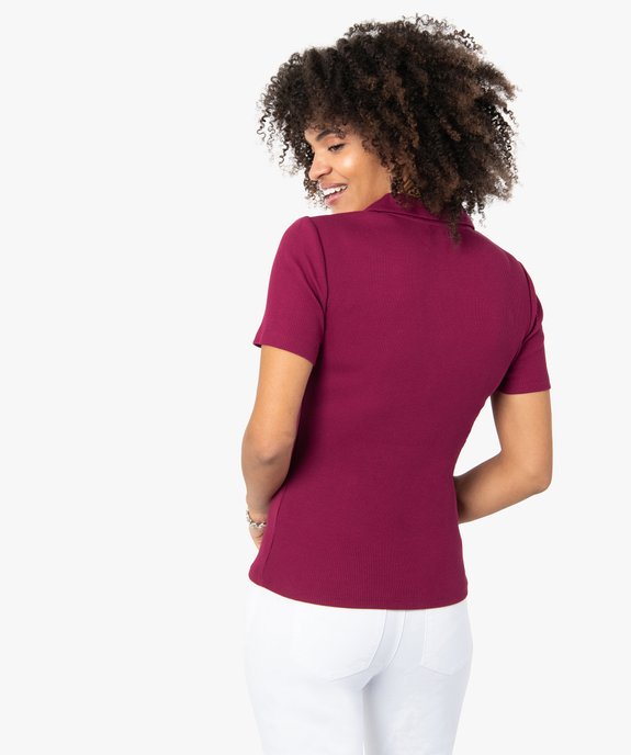 Polo femme à manches courtes en maille côtelée vue3 - GEMO(FEMME PAP) - GEMO