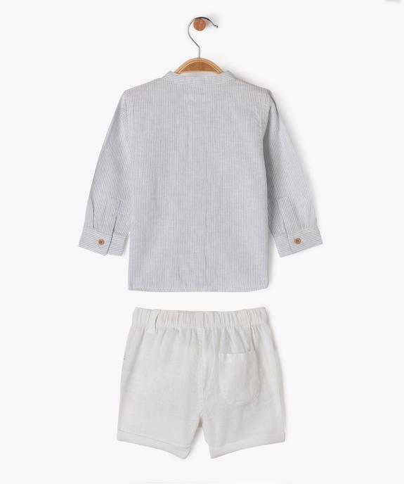 Ensemble 2 pièces en lin chemise + short bébé garçon vue4 - GEMO 4G BEBE - GEMO