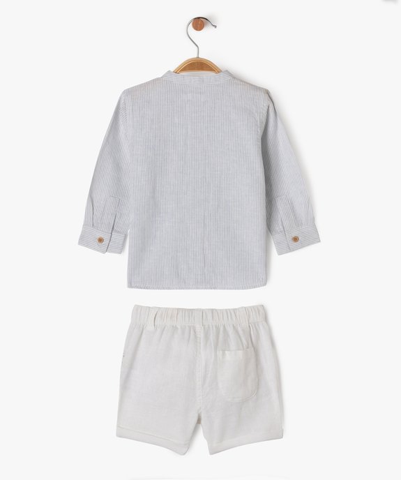 Ensemble 2 pièces en lin chemise + short bébé garçon vue4 - GEMO 4G BEBE - GEMO