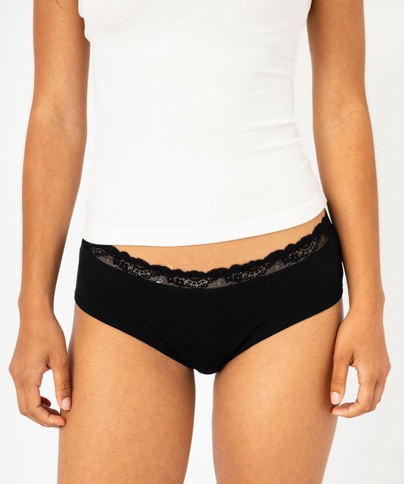 Shorty en coton stretch avec ceinture dentelle femme (lot de 2) vue2 - GEMO 4G FEMME - GEMO