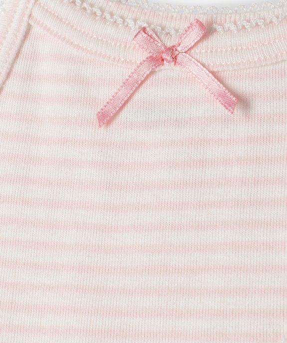 Body bébé fille à bretelles motifs fleurs et rayures 100% coton biologique (lot de 3) vue4 - GEMO 4G BEBE - GEMO
