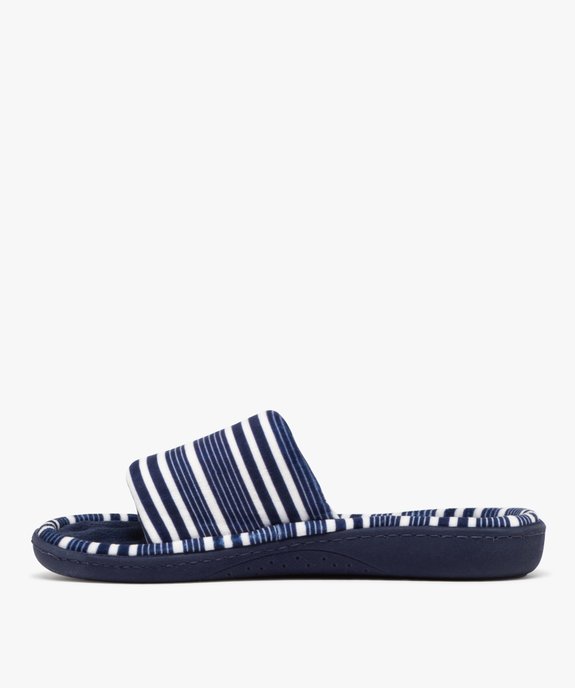 Chaussons femme mules ouvertes en velours rayé - Isotoner vue3 - ISOTONER - GEMO