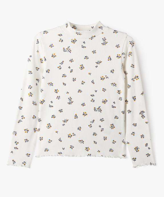 Tee-shirt manches longues col montant en maille côtelée fille vue1 - GEMO 4G FILLE - GEMO