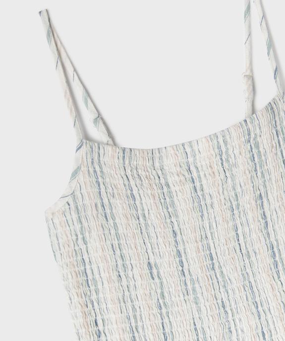 Robe midi rayée à fines bretelles et buste smocké fille vue2 - GEMO 4G FILLE - GEMO