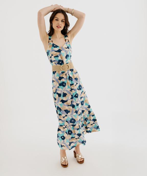 Robe fluide en viscose avec volant dans le bas femme vue1 - GEMO(FEMME PAP) - GEMO