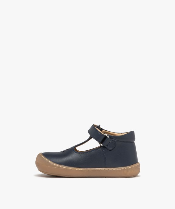 Chaussures premiers pas bébé garçon Salomé en cuir uni et à scratch - NA! vue4 - NA! - GEMO