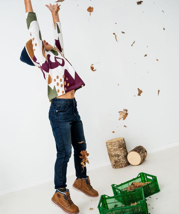 Jean délavé coupe relaxed à taille réglable garçon vue5 - GEMO (ENFANT) - GEMO