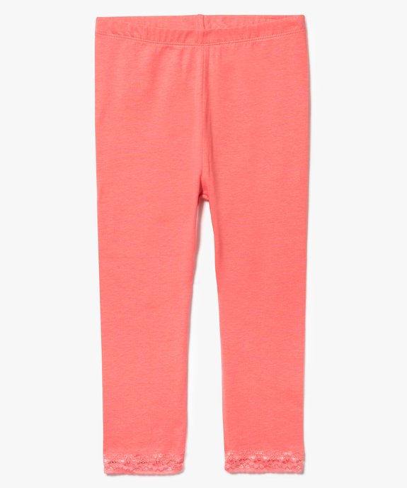 Legging uni avec finition dentelle vue1 - GEMO (ENFANT) - GEMO