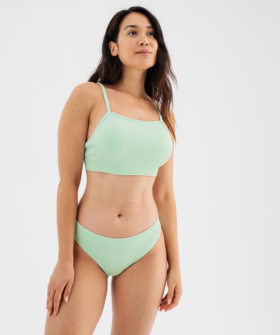 Brassière en maille côtelée à fines bretelles et mousses amovibles femme vue3 - GEMO 4G FEMME - GEMO