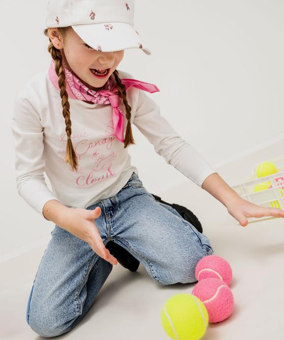 Tee-shirt manches longues en coton imprimé fille vue4 - GEMO 4G FILLE - GEMO