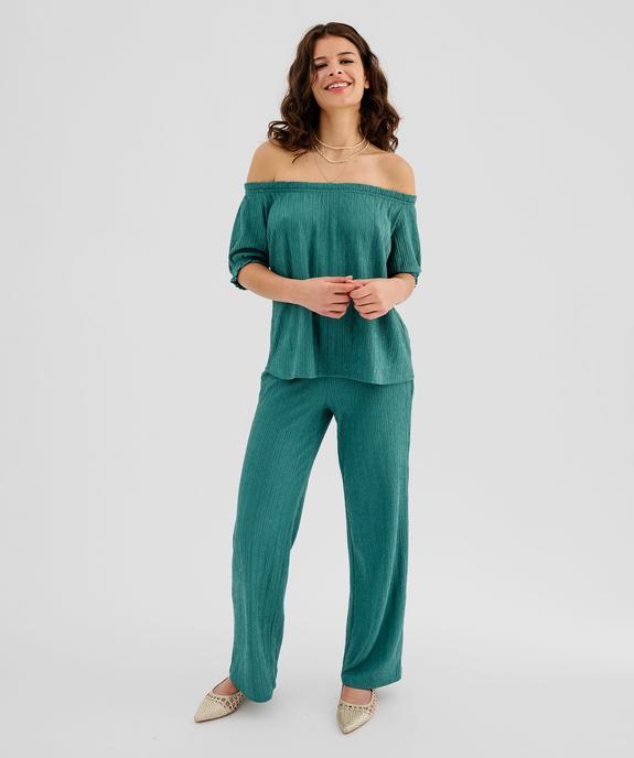 Pantalon large en maille texturée et extensible femme vue1 - GEMO(FEMME PAP) - GEMO
