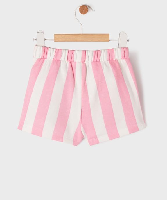 Short en molleton à rayures bébé fille vue3 - GEMO 4G BEBE - GEMO
