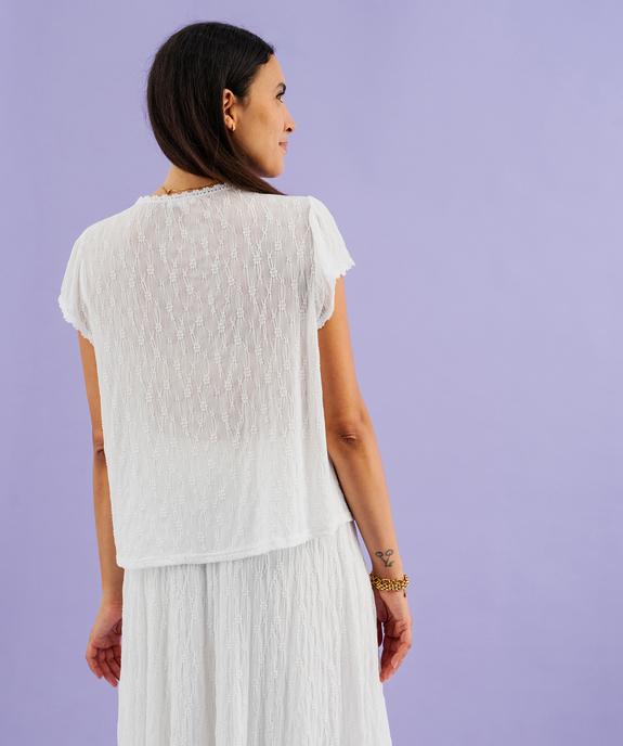 Robe courte à manches courtes en dentelle extensible look romantique femme vue2 - GEMO(FEMME PAP) - GEMO