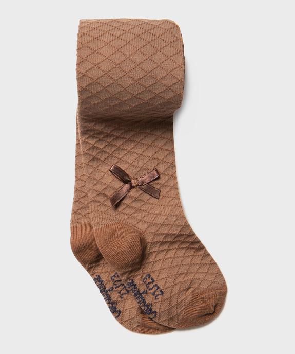 Collant chaud en maille fantaisie avec noeud bébé fille - LuluCastagnette vue1 - LULUCASTAGNETTE - GEMO