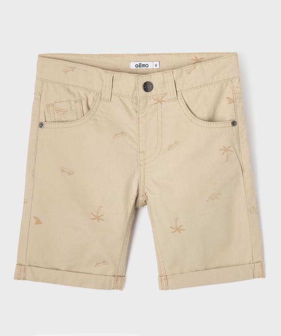 Bermuda en coton twill imprimé à revers garçon vue5 - GEMO 4G GARCON - GEMO