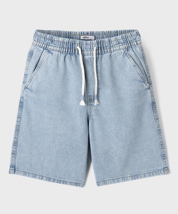 Bermuda en jean regular à taille élastiquée garçon vue1 - GEMO (JUNIOR) - GEMO