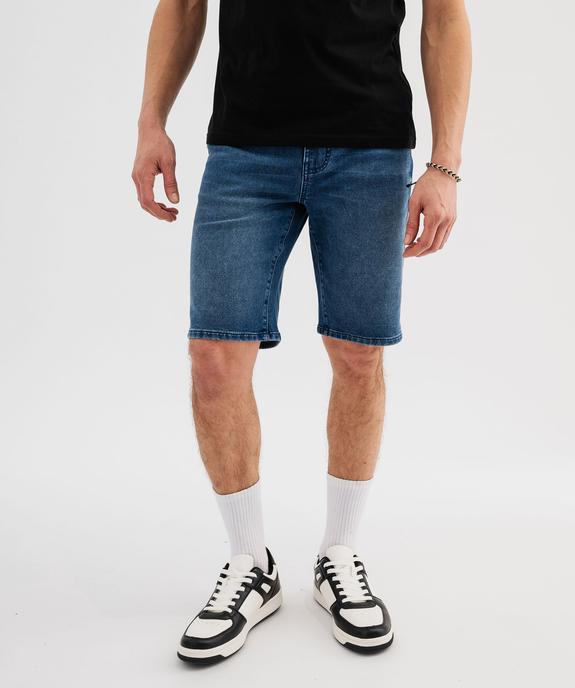 Bermuda en jean delavé coton stretch homme vue1 - GEMO 4G HOMME - GEMO