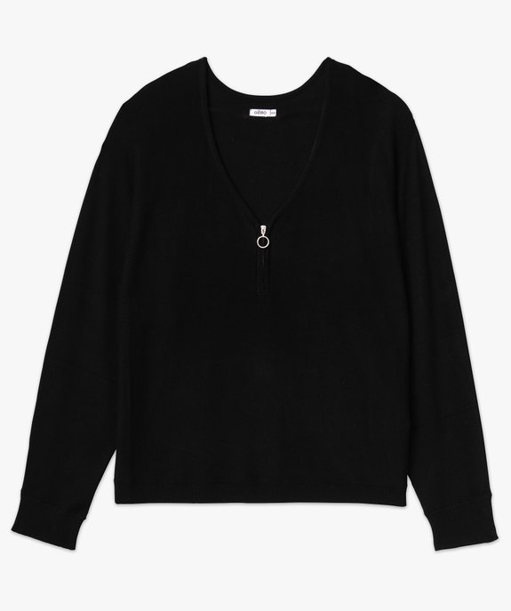Pull col V zippé avec manches chauve-souris femme grande taille vue4 - GEMO 4G GT - GEMO