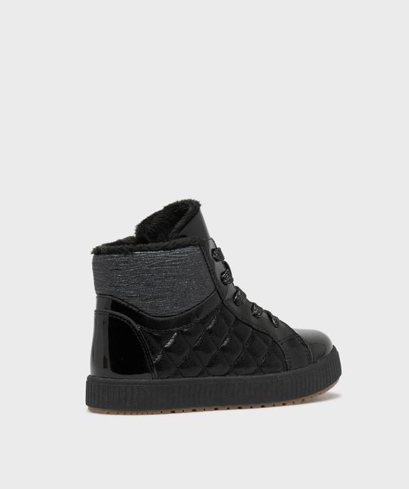 Boots fourrées vernies avec lacets pailletées et matelassage fille vue4 - LOVELY WINGS GEMO FOR GOOD - GEMO