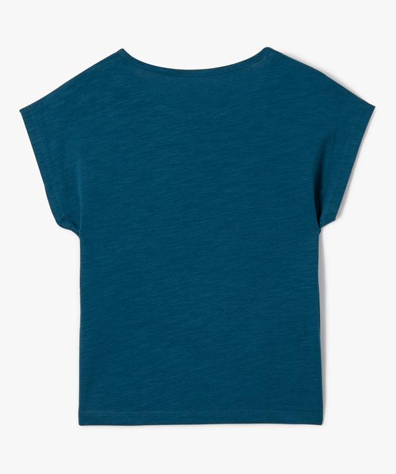 Tee-shirt fille avec motif sur le buste et boutons sur l’épaule vue4 - GEMO 4G FILLE - GEMO