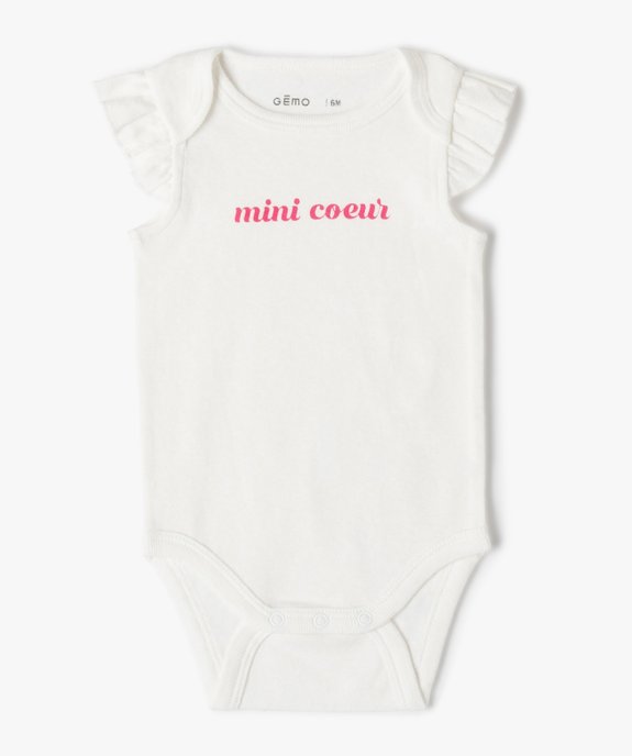 Body bébé sans manches à épaules volantées 100% coton biologique (lot de 3) vue3 - GEMO 4G BEBE - GEMO